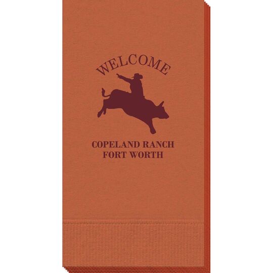 Bull Rider Silhouette Guest Towels